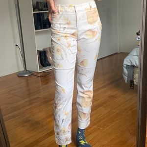 🔴H&M cream and yellow floral pants
